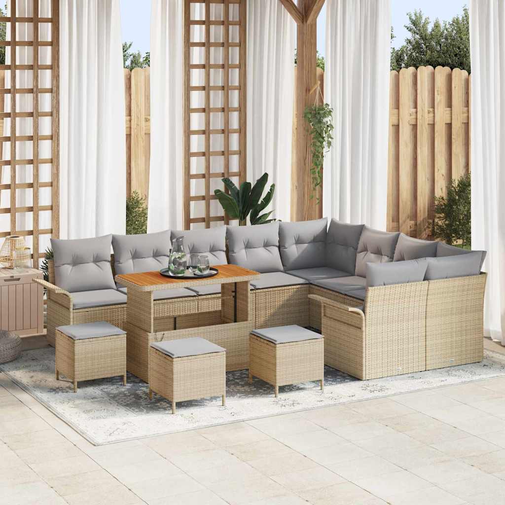 Garten-Sofa-Set 13 pcs Beige Poly-Rattan