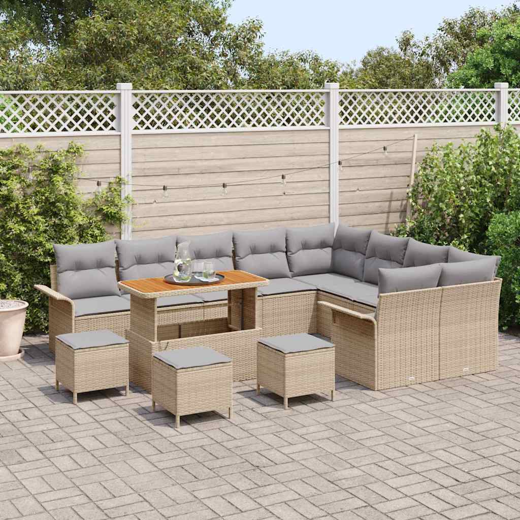 Garten-Sofa-Set 13 pcs Beige Poly-Rattan