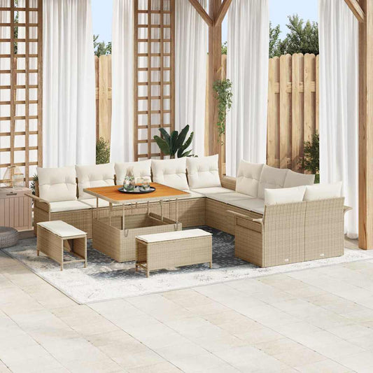 Garten-Sofa-Set 13 pcs Beige Poly-Rattan