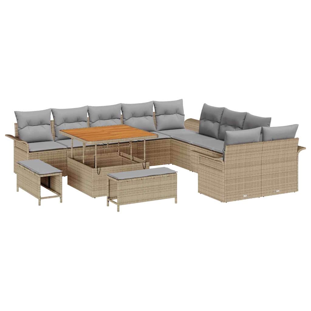Garten-Sofa-Set 13 pcs Beige Poly-Rattan
