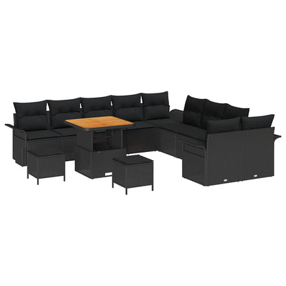Garten-Sofa-Set 13 pcs Schwarz Poly-Rattan