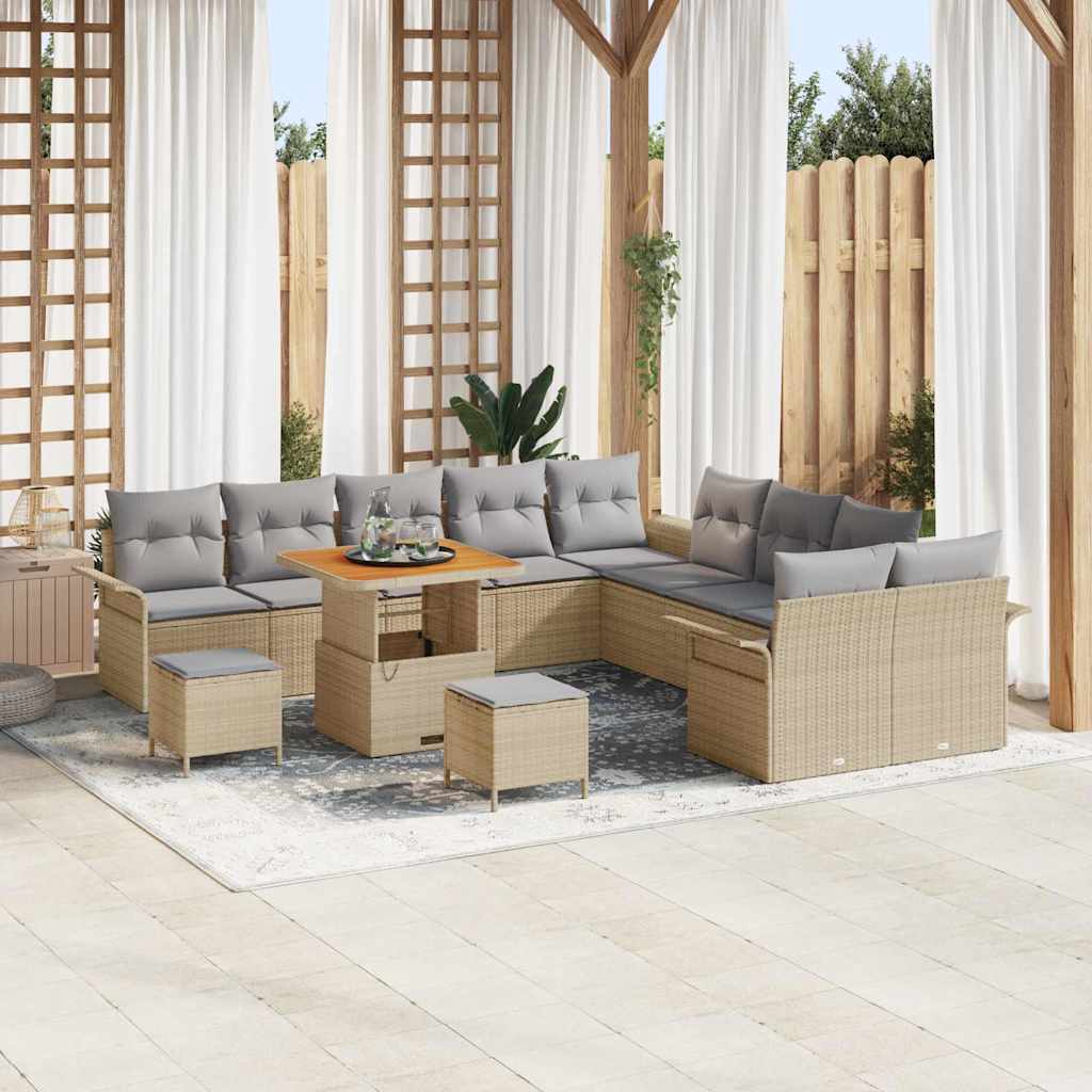Garten-Sofa-Set 13 pcs Beige Poly-Rattan