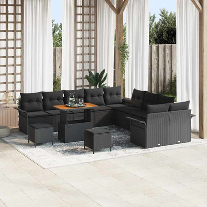 Garten-Sofa-Set 13 pcs Schwarz Poly-Rattan