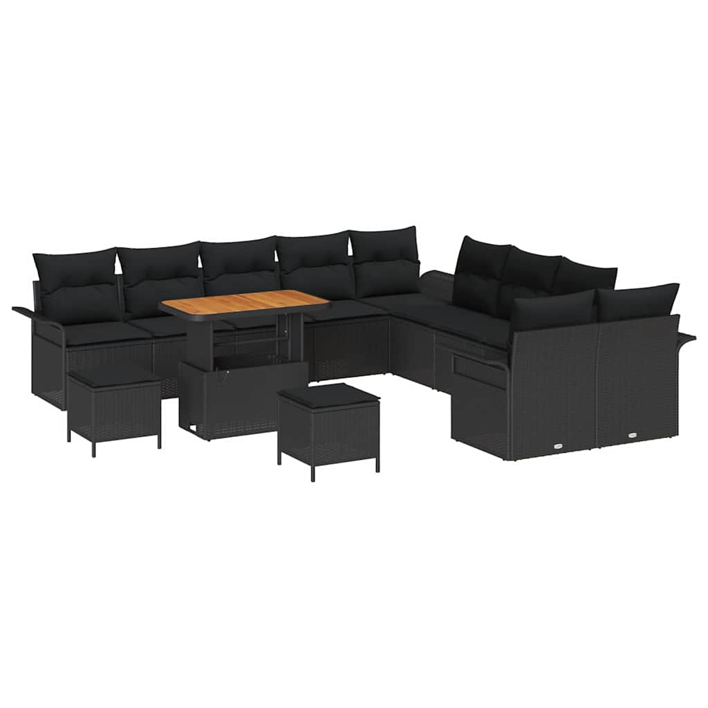 Garten-Sofa-Set 13 pcs Schwarz Poly-Rattan