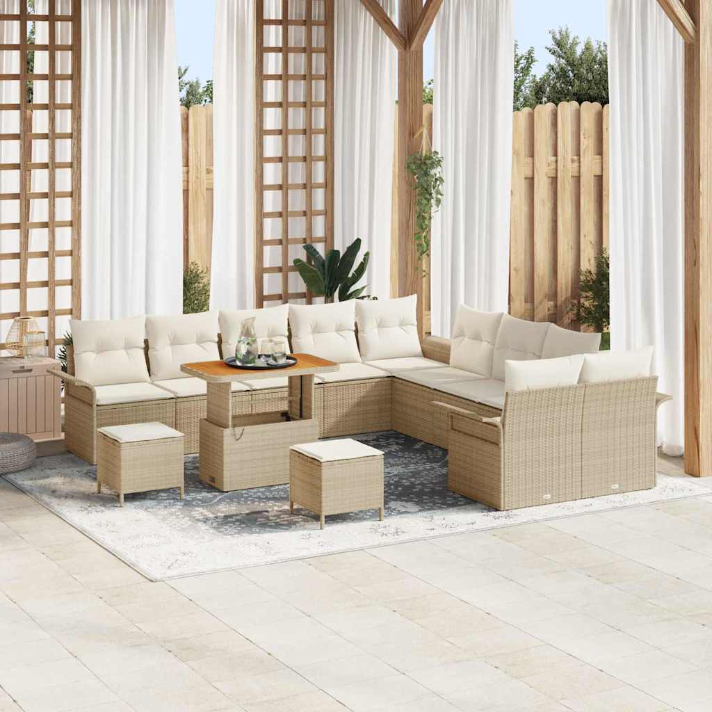 Garten-Sofa-Set 13 pcs Beige Poly-Rattan