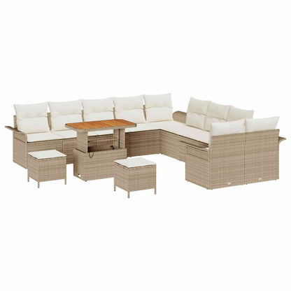 Garten-Sofa-Set 13 pcs Beige Poly-Rattan