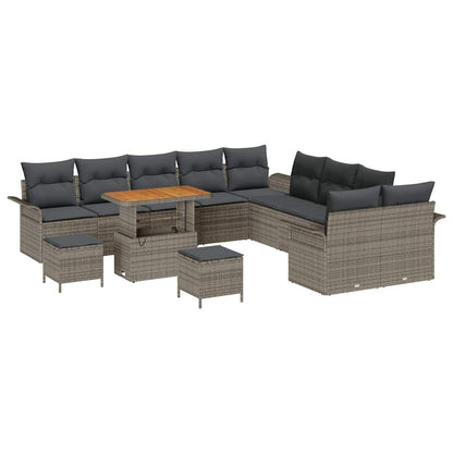 Garten-Sofa-Set 13 pcs Grau Poly-Rattan