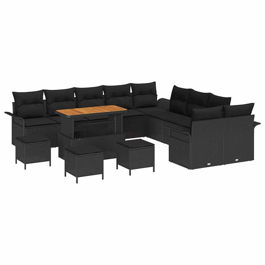 Garten-Sofa-Set 14 pcs Schwarz Poly-Rattan
