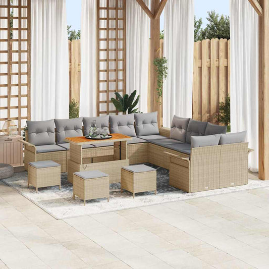 Garten-Sofa-Set 14 pcs Beige Poly-Rattan