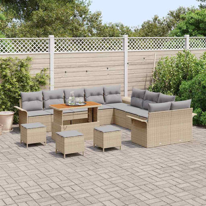 Garten-Sofa-Set 14 pcs Beige Poly-Rattan