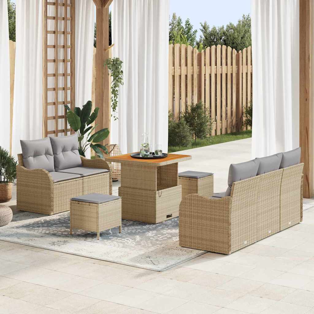 Garten-Sofa-Set 8 pcs Beige Poly-Rattan