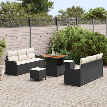 Garten-Sofa-Set 9 pcs Schwarz Poly-Rattan