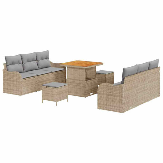 Garten-Sofa-Set 9 pcs Beige Poly-Rattan