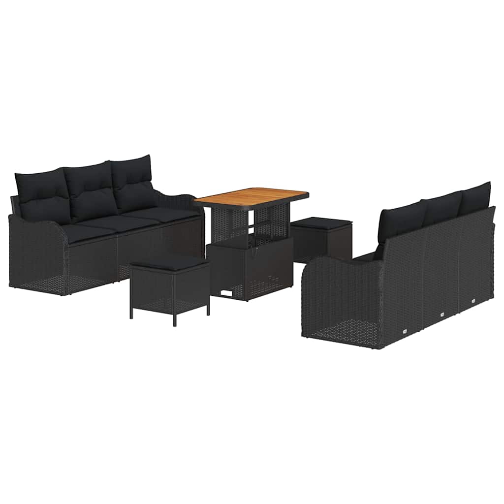 Garten-Sofa-Set 9 pcs Schwarz Poly-Rattan