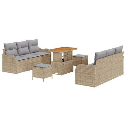 Garten-Sofa-Set 9 pcs Beige Poly-Rattan