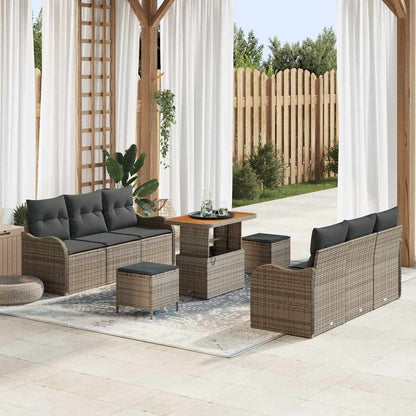 Garten-Sofa-Set 9 pcs Grau Poly-Rattan