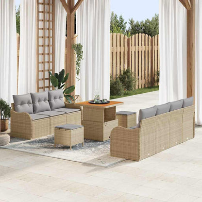 Garten-Sofa-Set 10 pcs Beige Poly-Rattan
