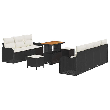 Garten-Sofa-Set 10 pcs Schwarz Poly-Rattan