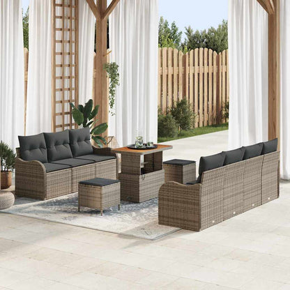 Garten-Sofa-Set 10 pcs Grau Poly-Rattan
