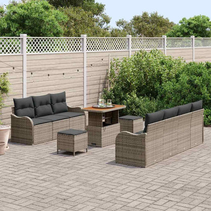 Garten-Sofa-Set 10 pcs Grau Poly-Rattan