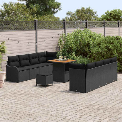 Garten-Sofa-Set 11 pcs Schwarz Poly-Rattan