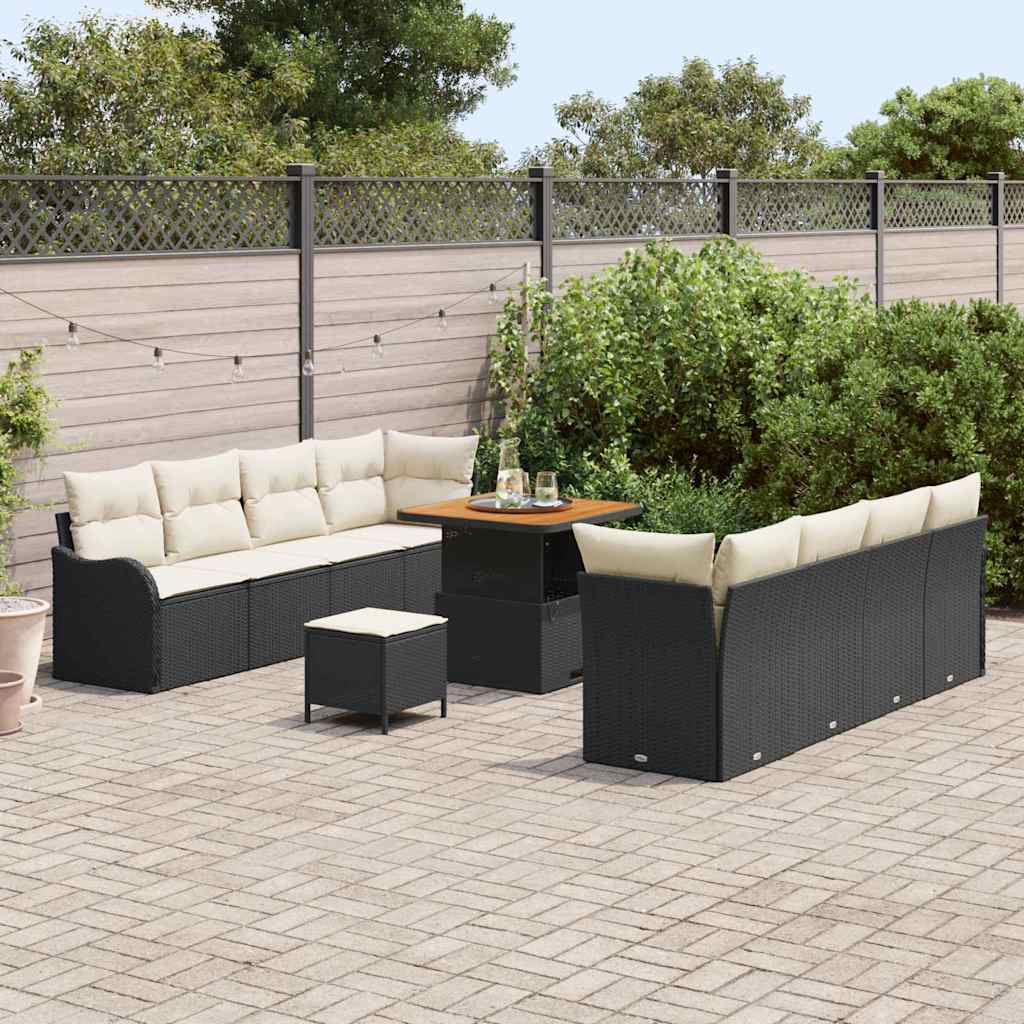 Garten-Sofa-Set 11 pcs Schwarz Poly-Rattan