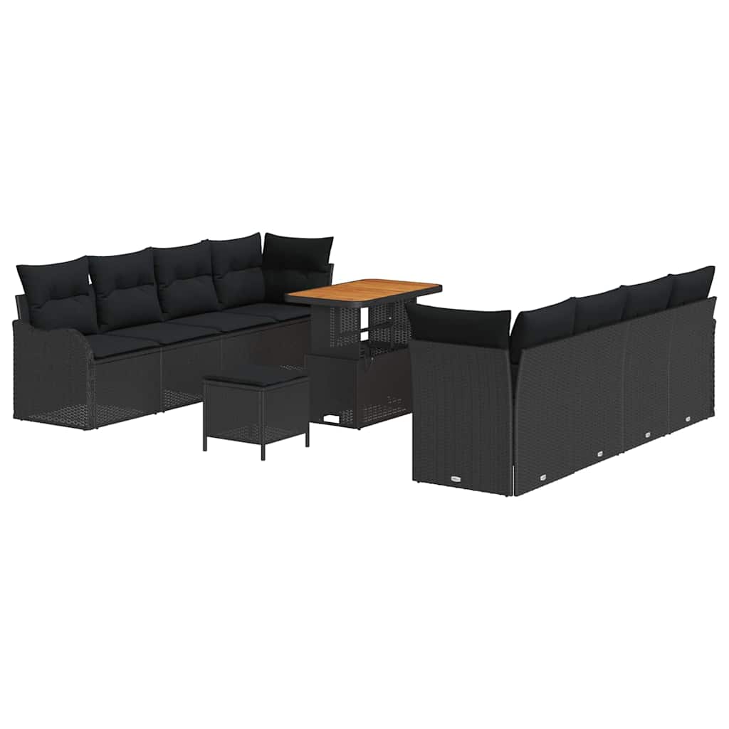 Garten-Sofa-Set 11 pcs Schwarz Poly-Rattan