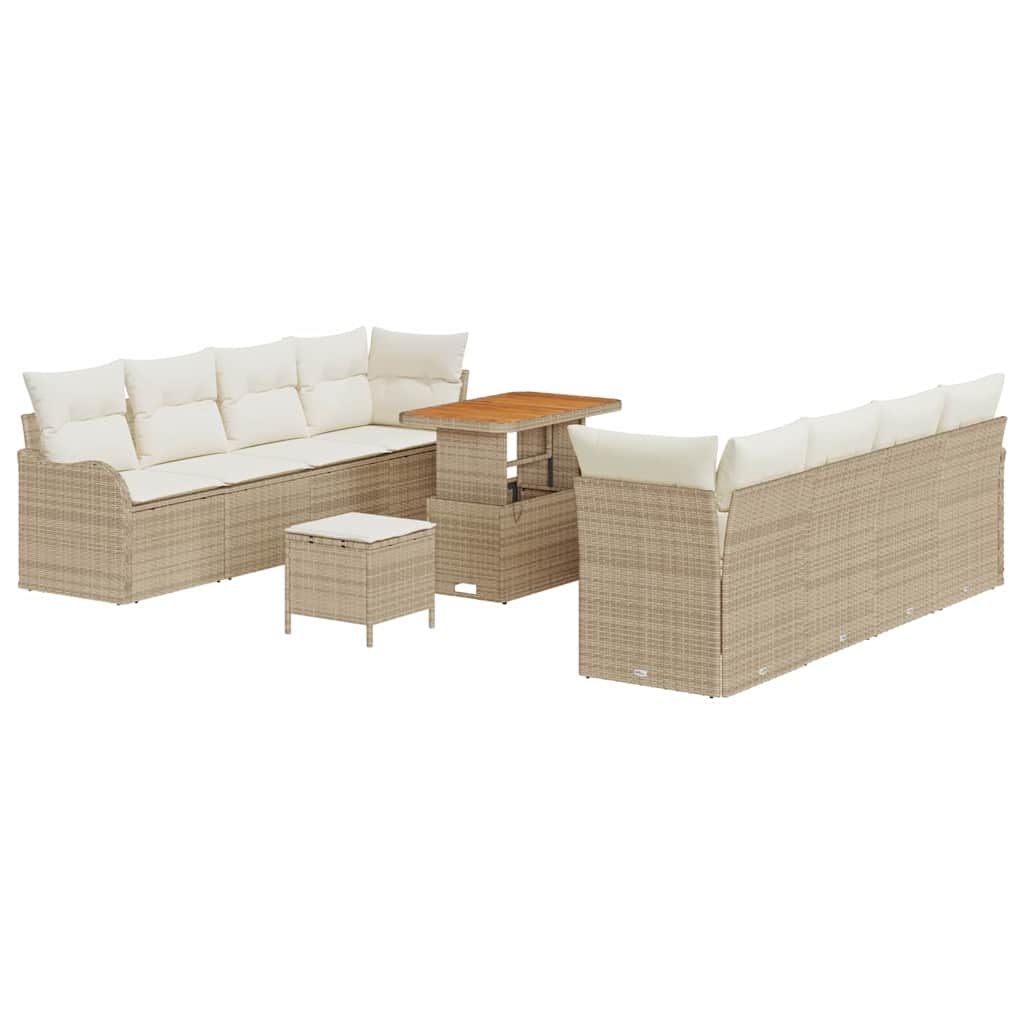 Garten-Sofa-Set 11 pcs Beige Poly-Rattan