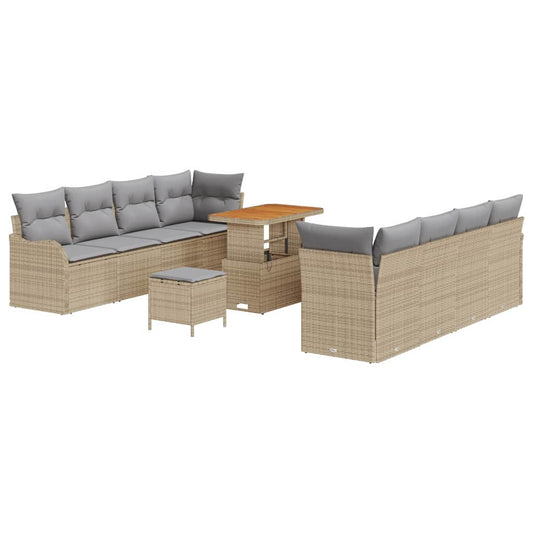 Garten-Sofa-Set 11 pcs Beige Poly-Rattan