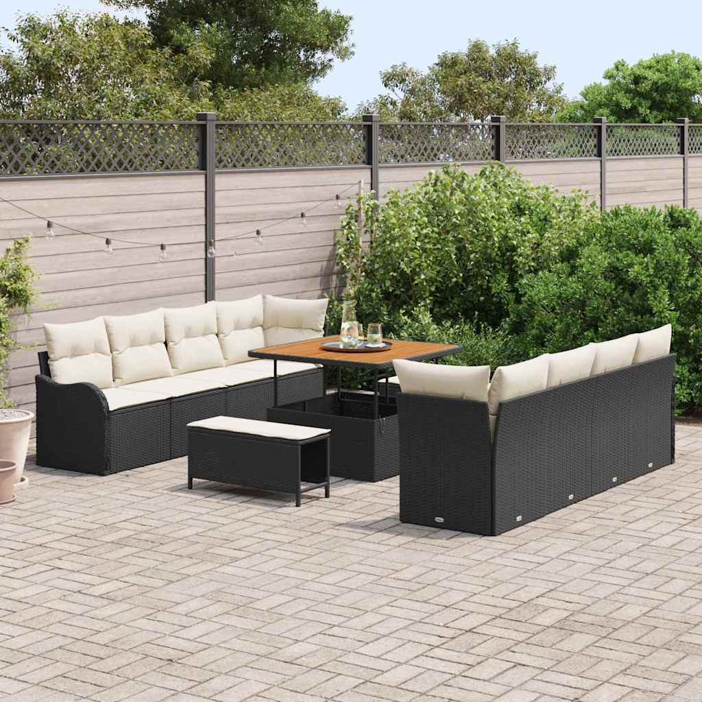 Garten-Sofa-Set 11 pcs Schwarz Poly-Rattan