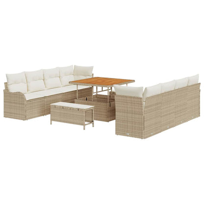 Garten-Sofa-Set 11 pcs Beige Poly-Rattan