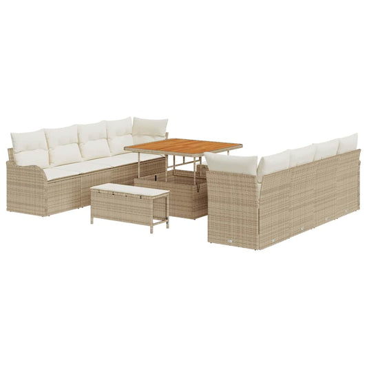 Garten-Sofa-Set 11 pcs Beige Poly-Rattan