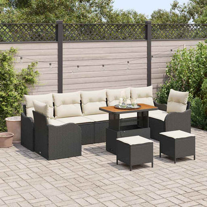 Garten-Sofa-Set 10 pcs Schwarz Poly-Rattan