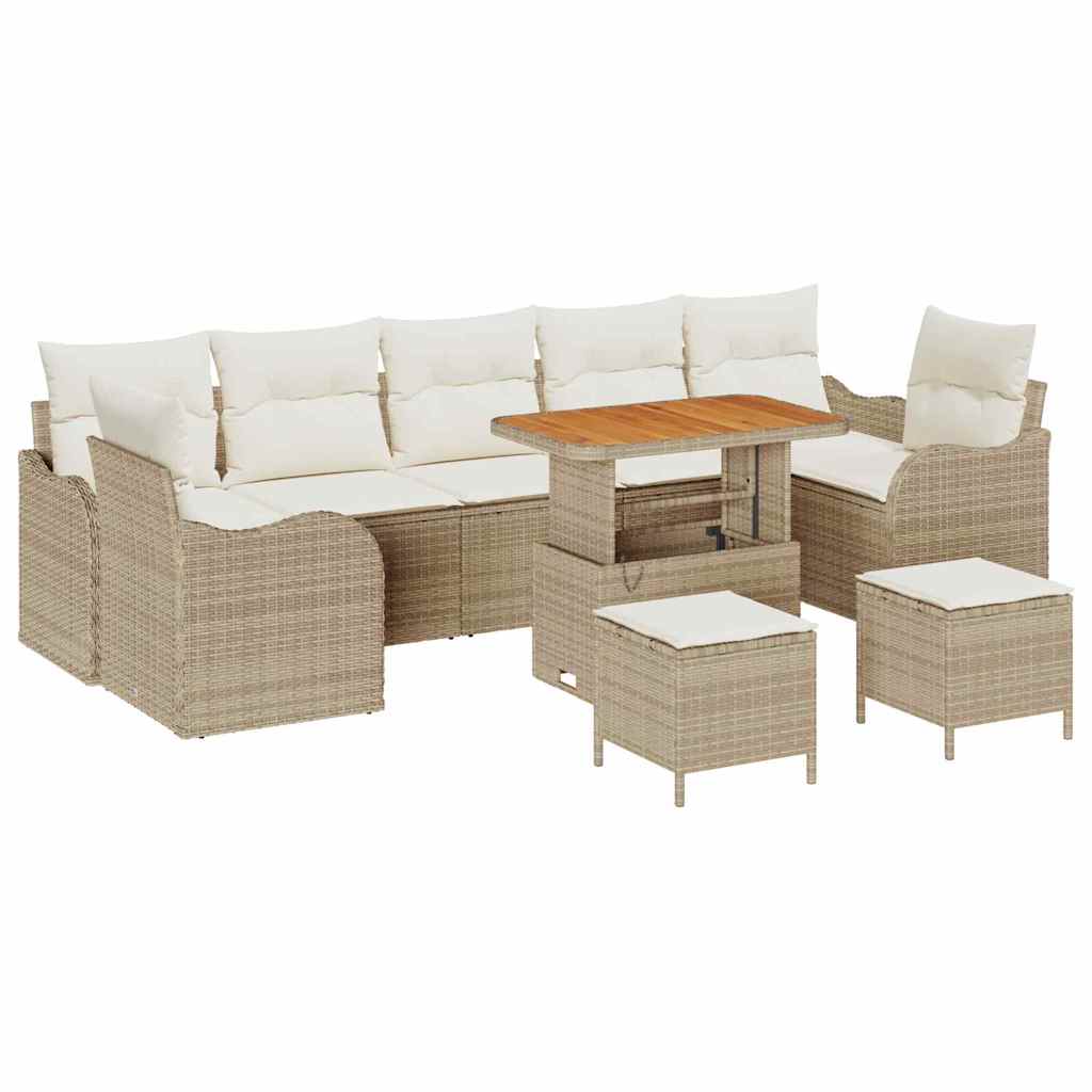 Garten-Sofa-Set 10 pcs Beige Poly-Rattan