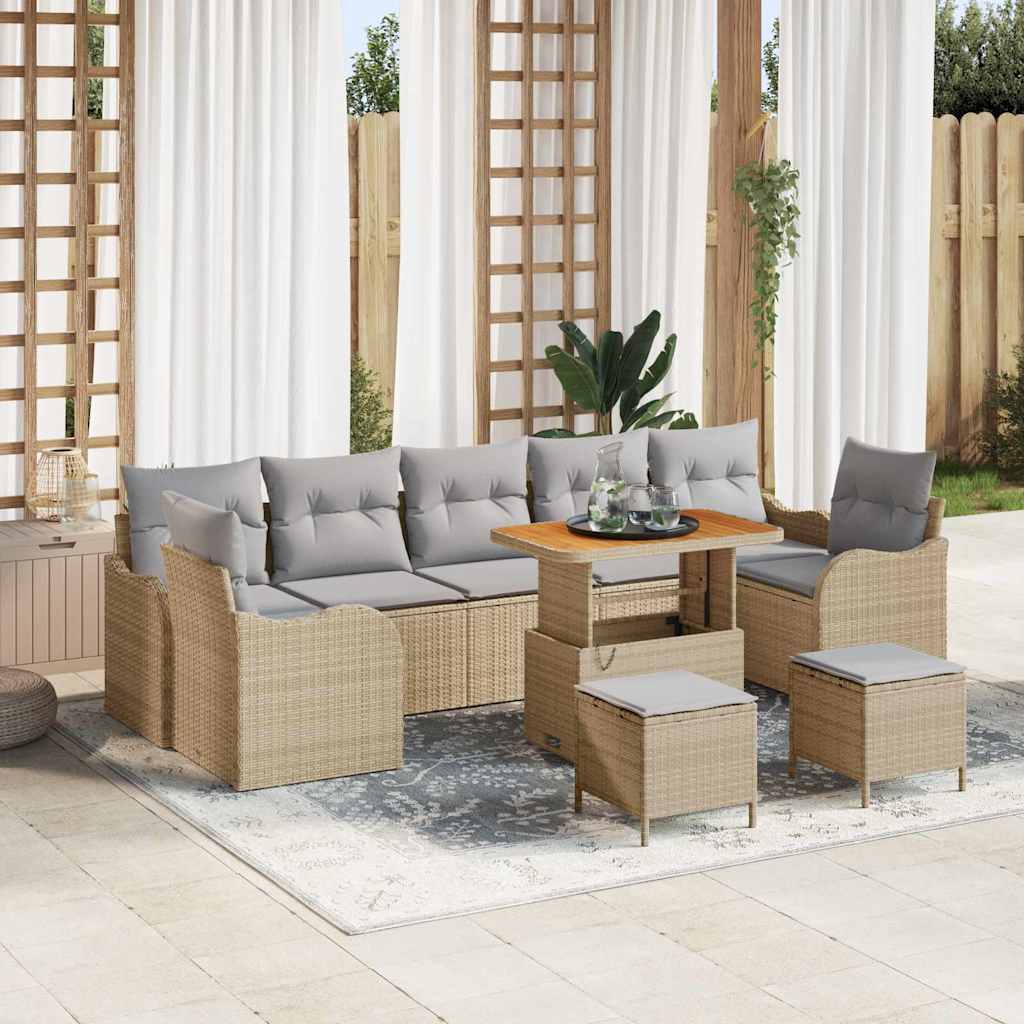 Garten-Sofa-Set 10 pcs Beige Poly-Rattan