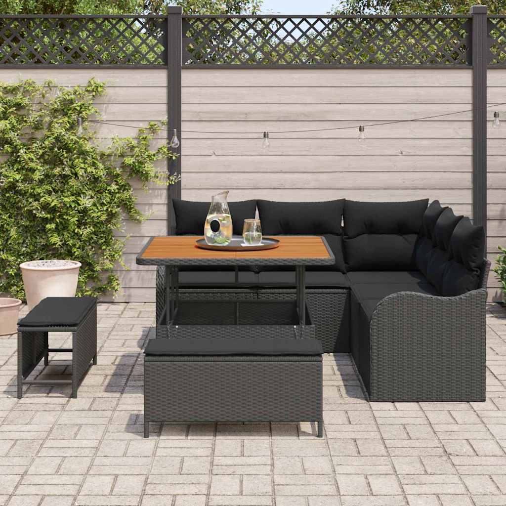 Garten-Sofa-Set 8 pcs Schwarz Poly-Rattan