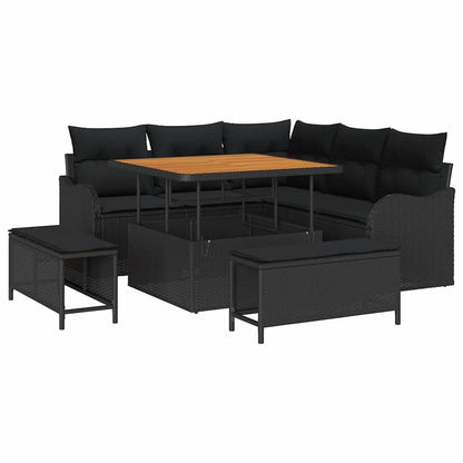 Garten-Sofa-Set 8 pcs Schwarz Poly-Rattan