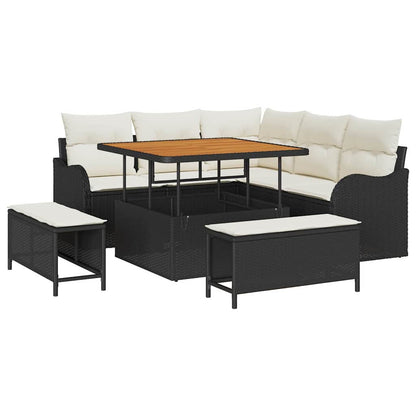 Garten-Sofa-Set 8 pcs Schwarz Poly-Rattan
