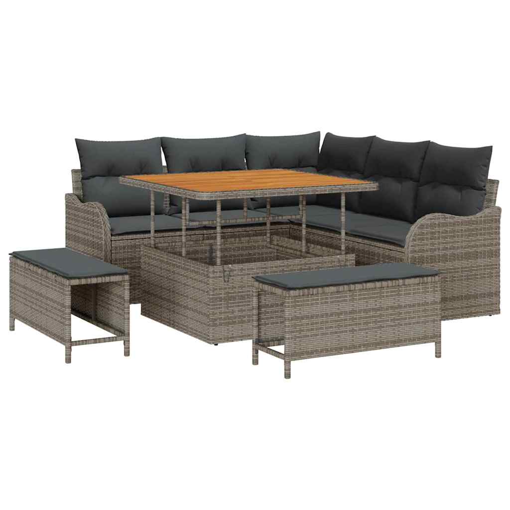Garten-Sofa-Set 8 pcs Grau Poly-Rattan