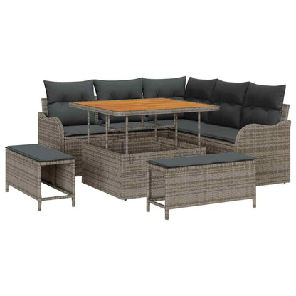 Garten-Sofa-Set 8 pcs Grau Poly-Rattan