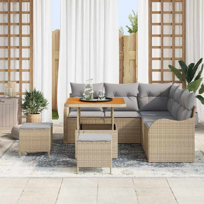 Garten-Sofa-Set 8 pcs Beige Poly-Rattan