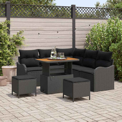 Garten-Sofa-Set 8 pcs Schwarz Poly-Rattan