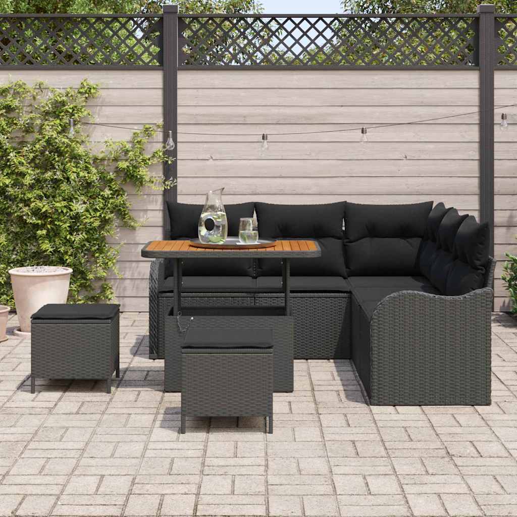 Garten-Sofa-Set 8 pcs Schwarz Poly-Rattan