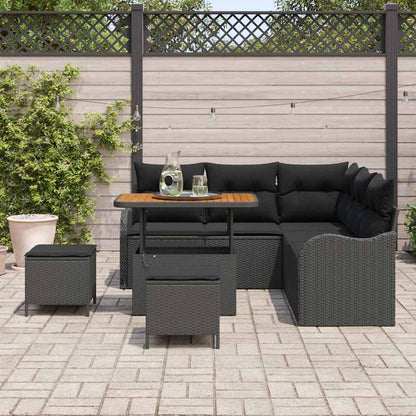 Garten-Sofa-Set 8 pcs Schwarz Poly-Rattan