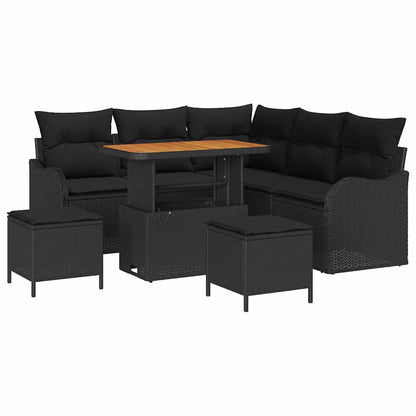 Garten-Sofa-Set 8 pcs Schwarz Poly-Rattan