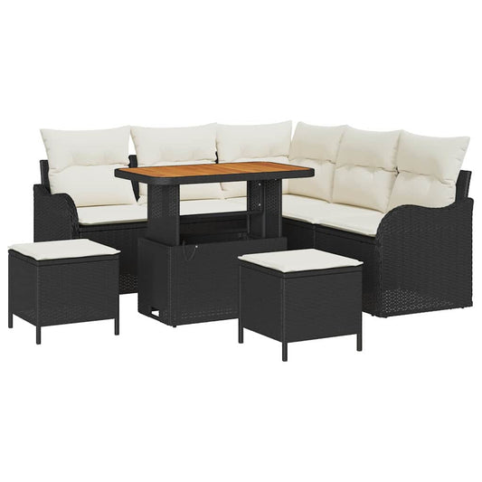Garten-Sofa-Set 8 pcs Schwarz Poly-Rattan
