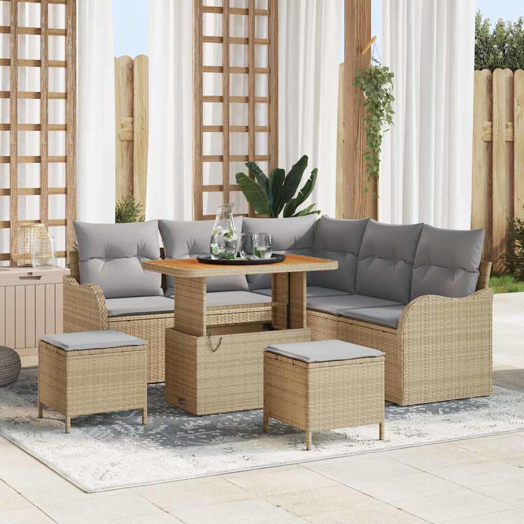 Garten-Sofa-Set 8 pcs Beige Poly-Rattan