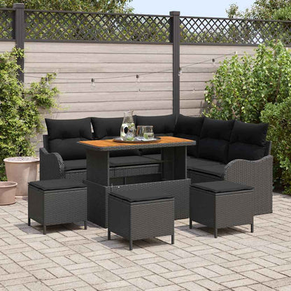 Garten-Sofa-Set 9 pcs Schwarz Poly-Rattan