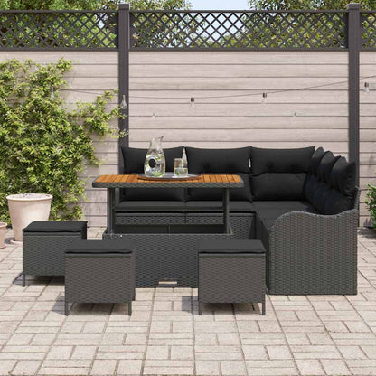 Garten-Sofa-Set 9 pcs Schwarz Poly-Rattan