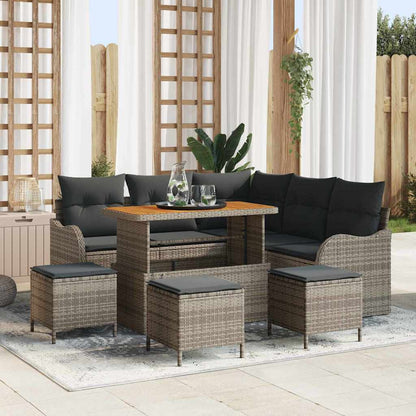 Garten-Sofa-Set 9 pcs Grau Poly-Rattan